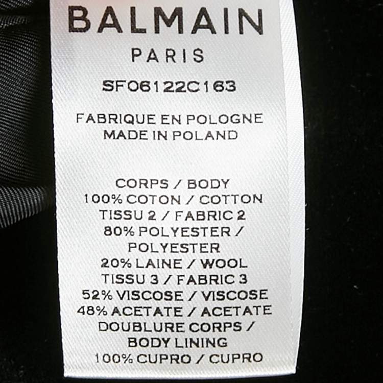 Pre Owned Balmain Black Velvet Double Breasted Blazer Dress S