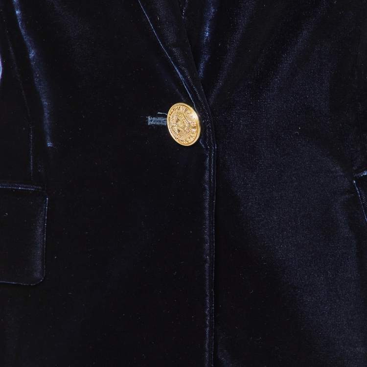 Pre Owned Balmain Navy Blue Velvet Tailored Jacket M