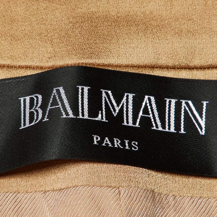 Pre Owned Balmain Beige Diamond Pattern Cotton & Silk Tailored Blazer S