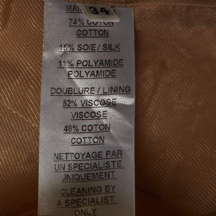 Pre Owned Balmain Beige Diamond Pattern Cotton & Silk Tailored Blazer S