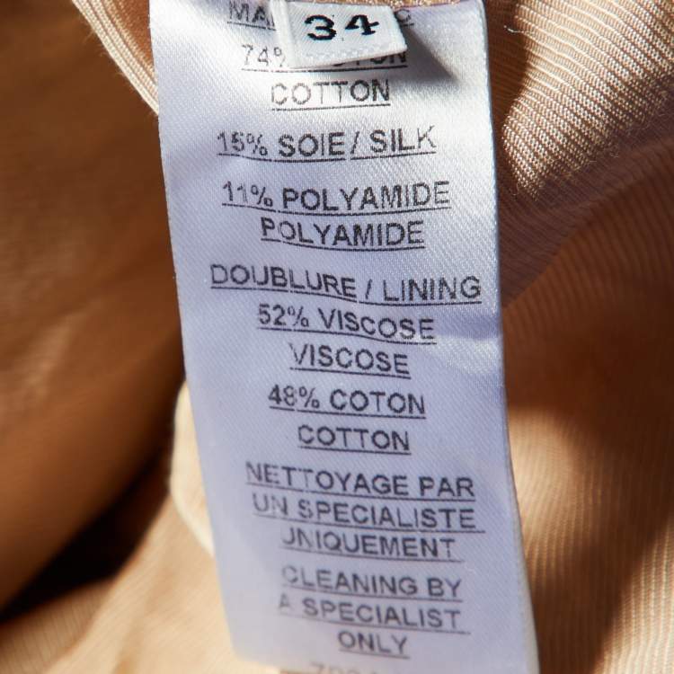 Pre Owned Balmain Beige Diamond Pattern Cotton & Silk Tailored Blazer S