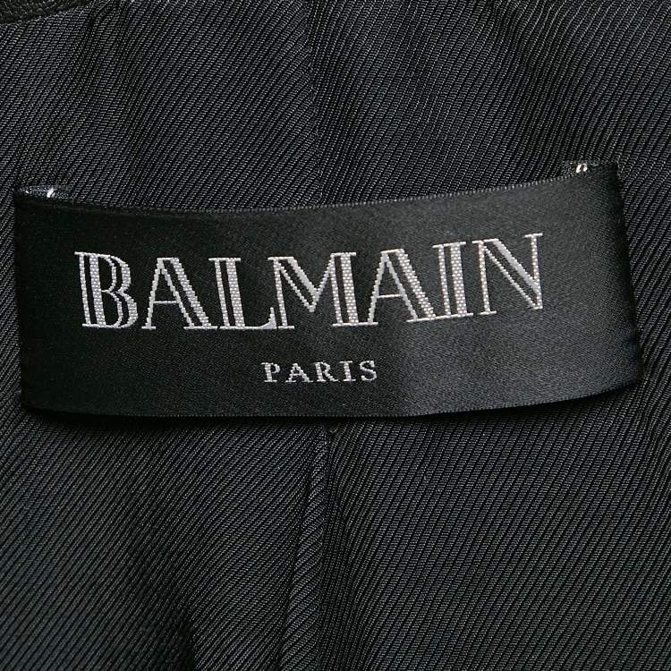 Pre Owned Balmain Black Leather Double Breasted Button Detail Jacket M