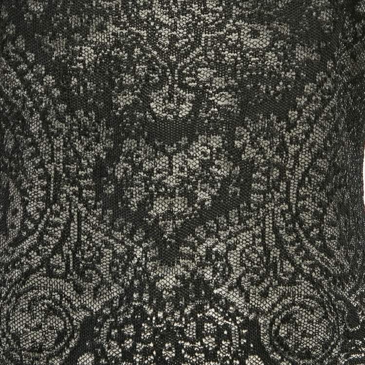 Pre Owned Balmain Black Patterned Mesh Sheer Pullover M