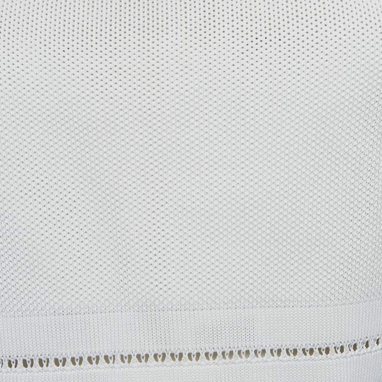 Pre Owned Balmain White Diamond Stretch Knit Crop Top M