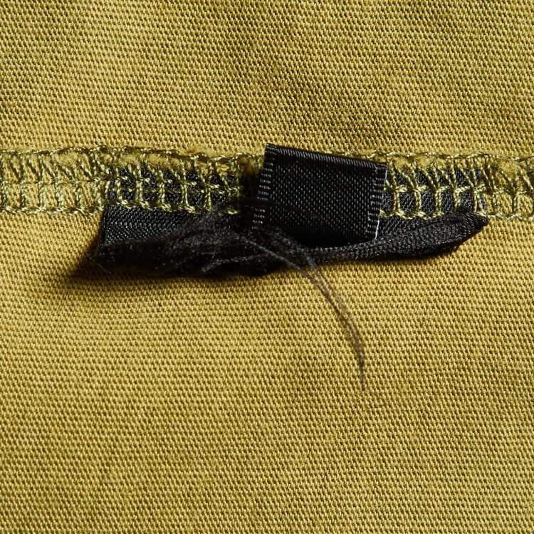 Pre Owned Balmain Green Logo Printed Cotton Buttons Detail Half Sleeve T-Shirt S