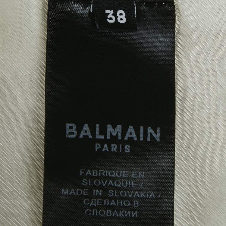 Pre Owned Balmain Cream Wool Double Breasted Blazer M