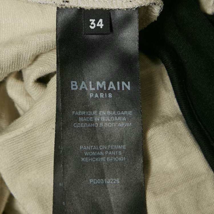 Pre Owned Balmain Black Patterned Knit Leggings S