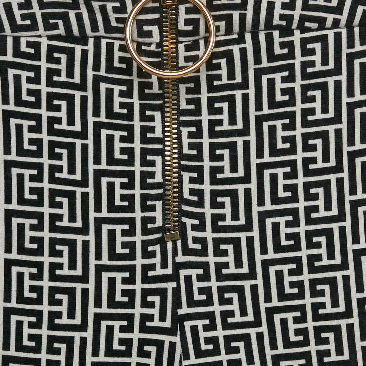 Pre Owned Balmain Black Patterned Knit Leggings S