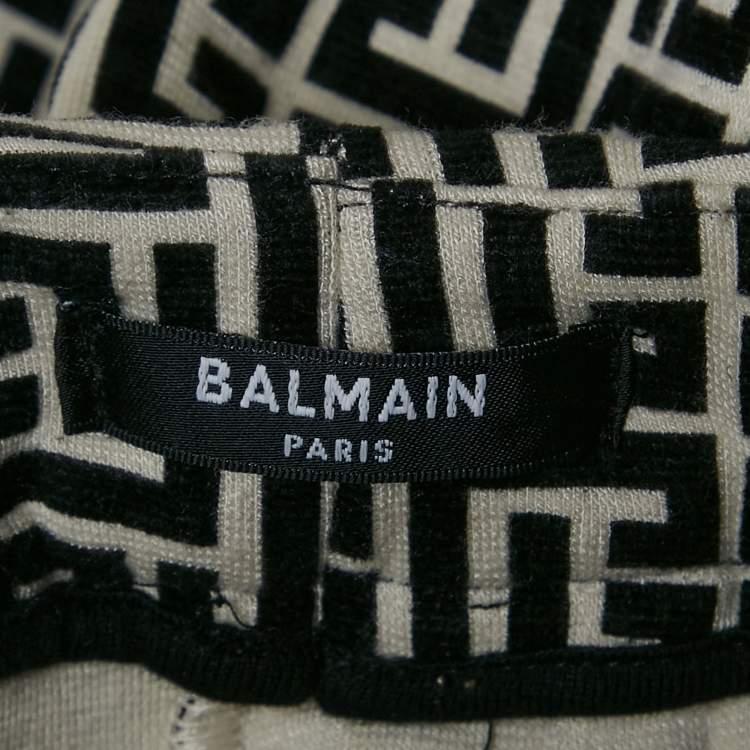 Pre Owned Balmain Black Patterned Knit Leggings S