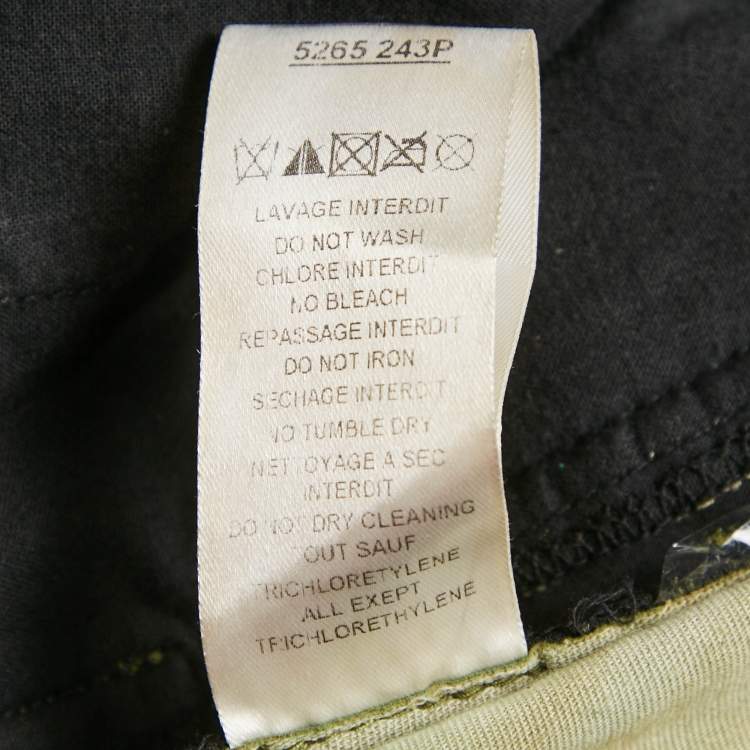 Pre Owned Balmain Olive Green Suede Quilt Detail Pants M