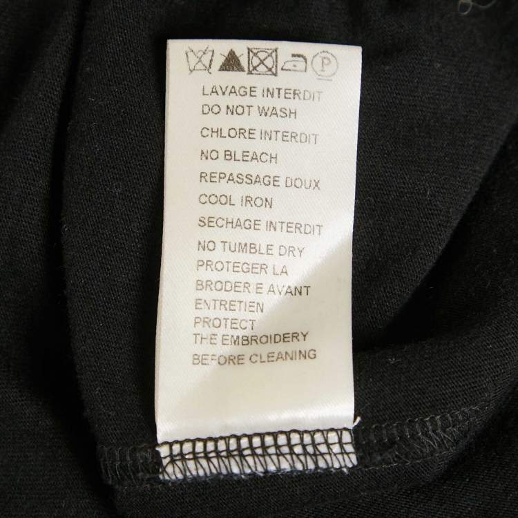 Pre Owned Balmain Black Leather and Brass Shoulder Embellished Jersey T-Shirt M