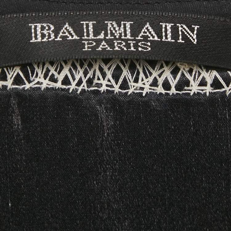 Pre Owned Balmain Black Silk Stud Embellish Detail Tank Top L
