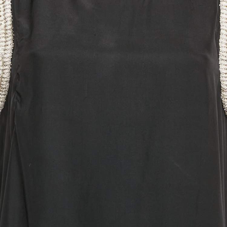 Pre Owned Balmain Black Silk Stud Embellish Detail Tank Top L