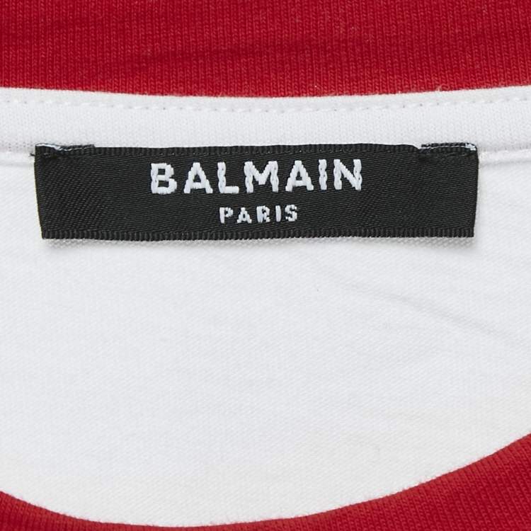 Pre Owned Balmain White Strawberry Print Jersey T-Shirt M