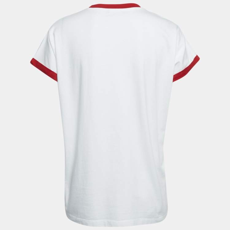 Pre Owned Balmain White Strawberry Print Jersey T-Shirt M
