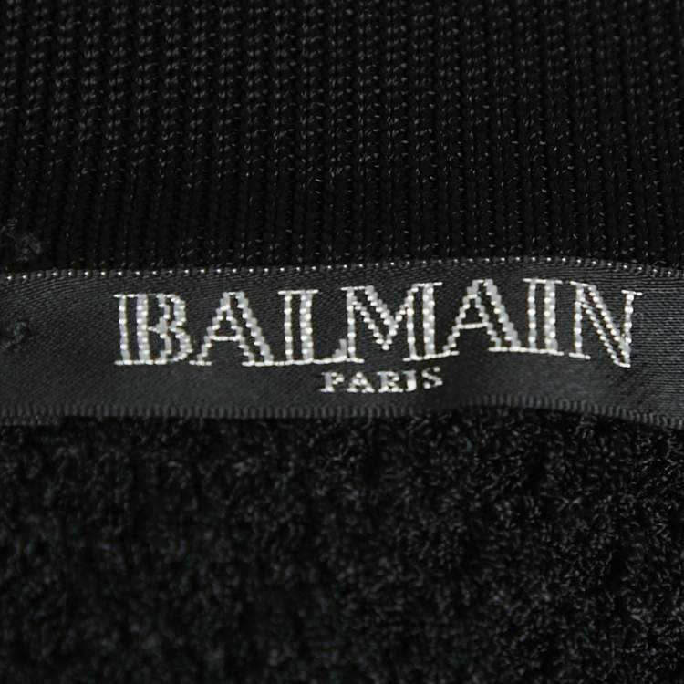 Pre Owned Balmain Black Patterned Knit Chain Strap Detail Jumpsuit M