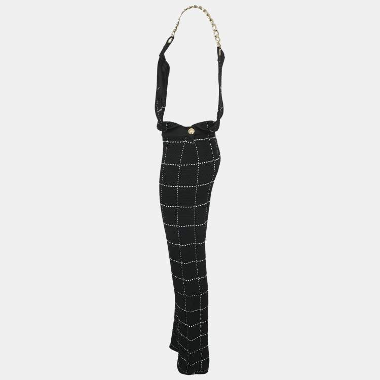 Pre Owned Balmain Black Patterned Knit Chain Strap Detail Jumpsuit M