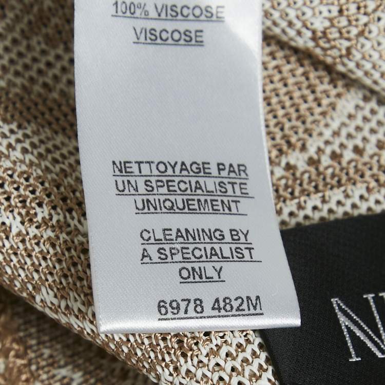 Pre Owned Balmain Beige/White Patterned Knit Drawstring  Cardigan S