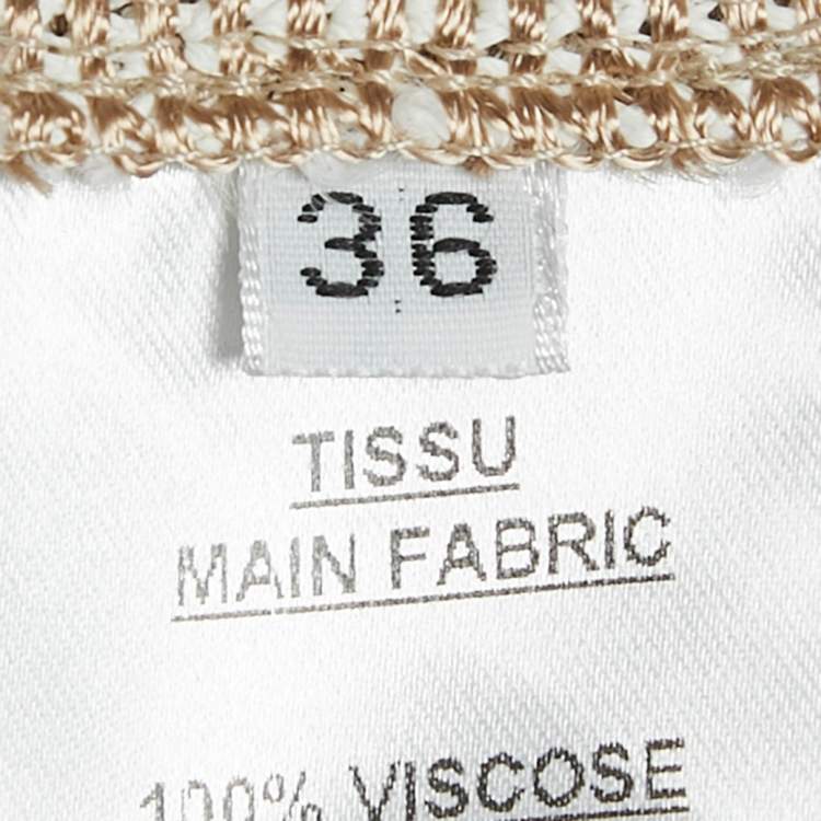 Pre Owned Balmain Beige/White Patterned Knit Drawstring  Cardigan S