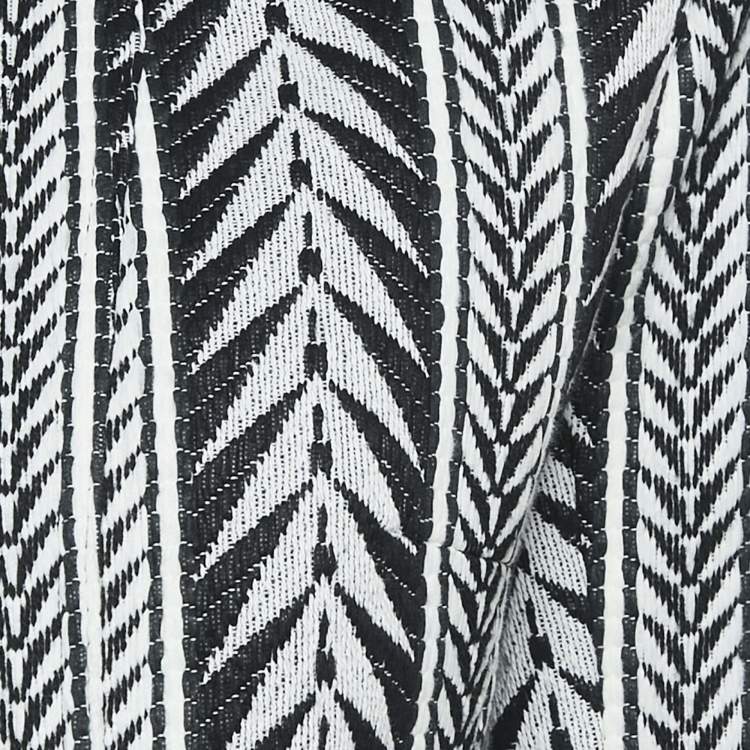 Pre Owned Balmain Black/White Tribal Pattern Jacquard Open Front Jacket 