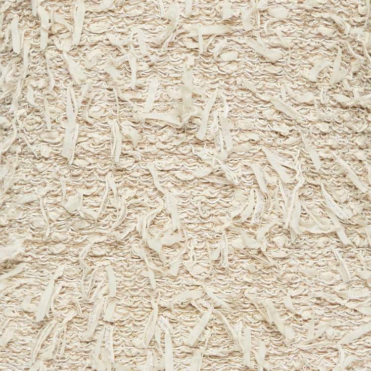 Pre Owned Balmain Beige Stretch Tweed Raw Edge Detail Mini Bodycon Dress M