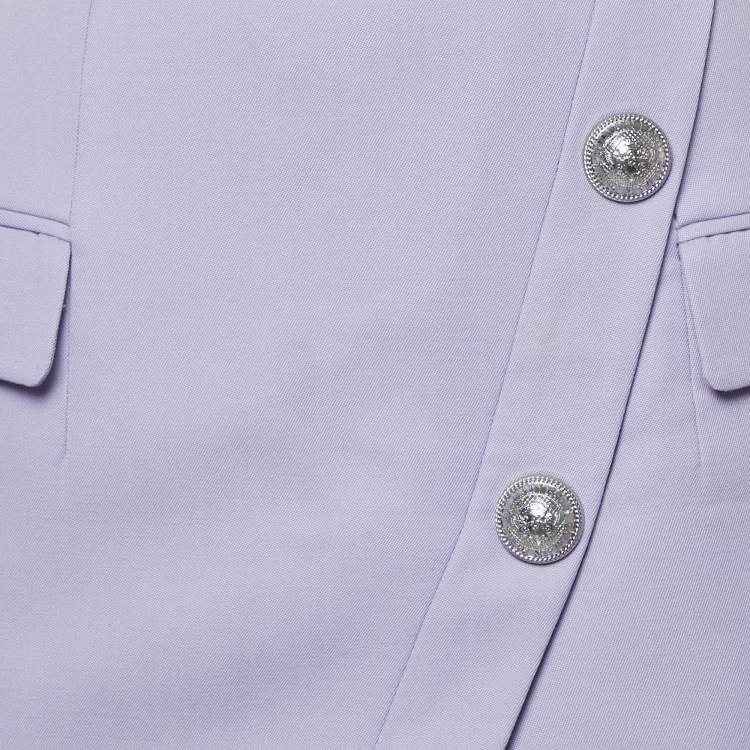 Pre Owned Balmain Lavender Wool Button Detail Mini Skirt S