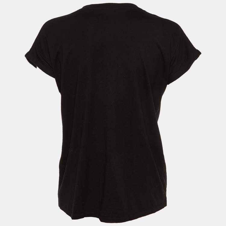 Pre Owned Balmain Black Logo Embellished Crew Neck T-Shirt XS