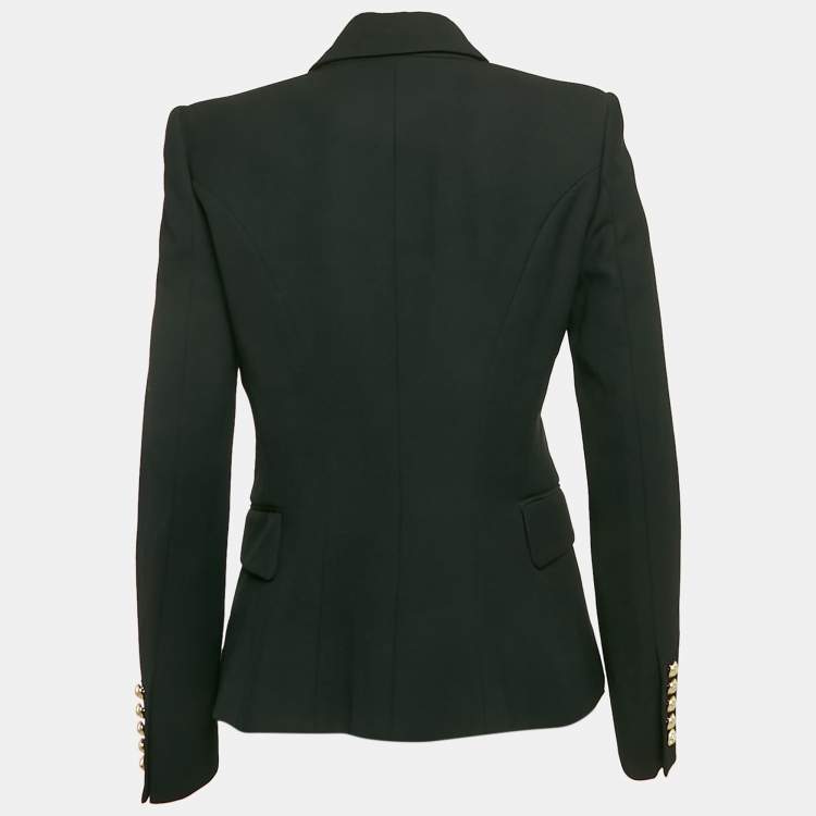 Pre Owned Balmain Black Cotton Button Detail Blazer M