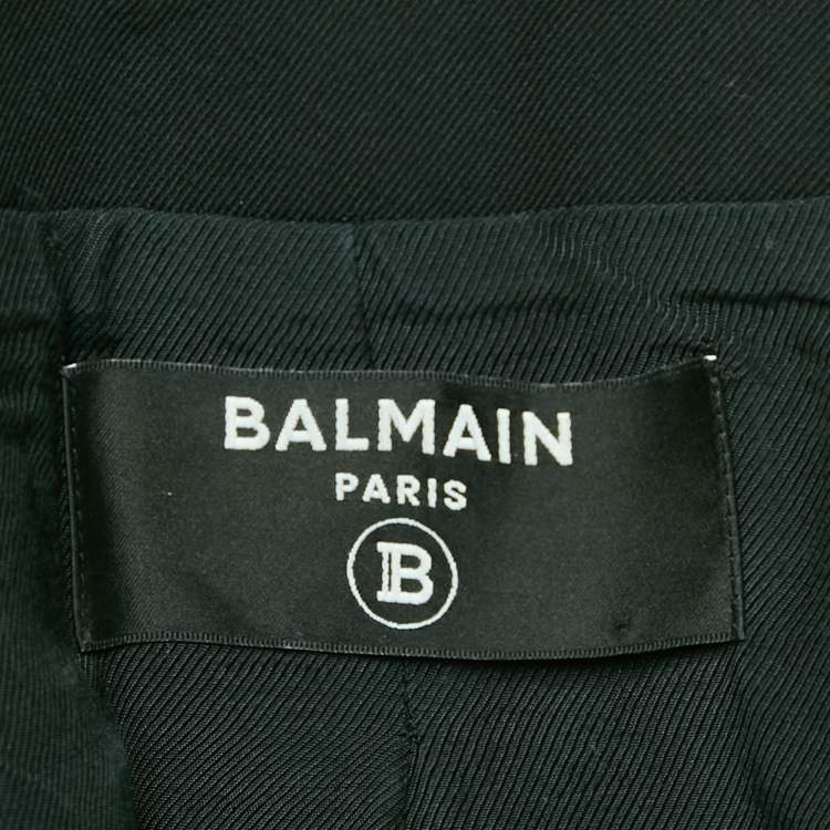 Pre Owned Balmain Black Cotton Button Detail Blazer M