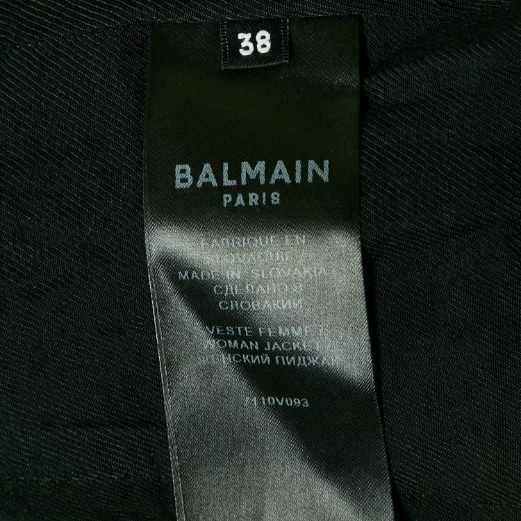 Pre Owned Balmain Black Cotton Button Detail Blazer M