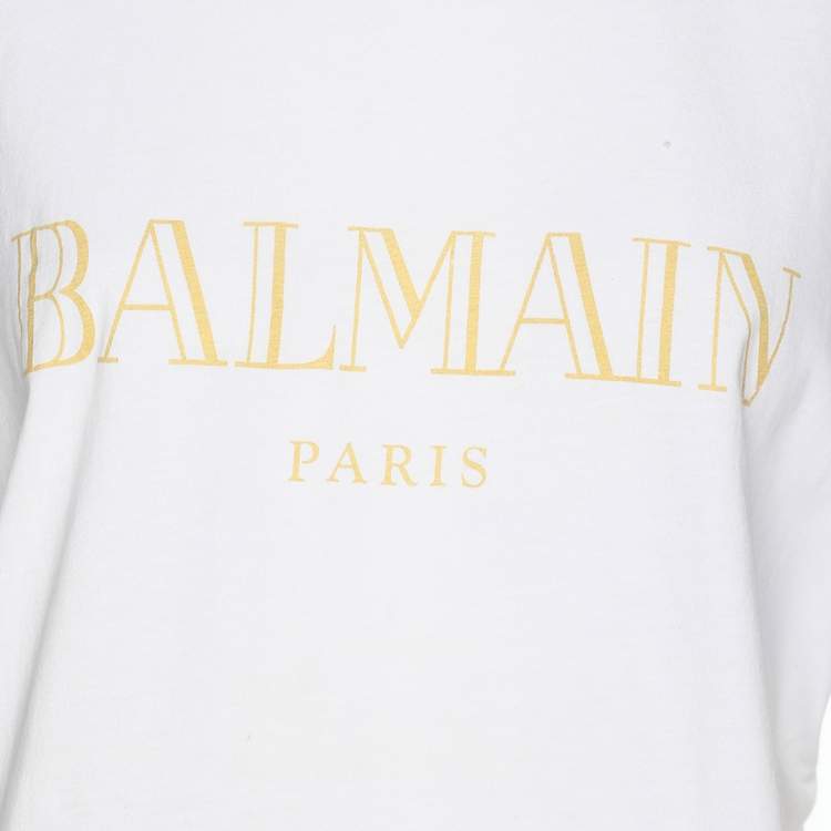Pre Owned Balmain White Logo Printed Cotton Knit Sleeveless Tank Top L