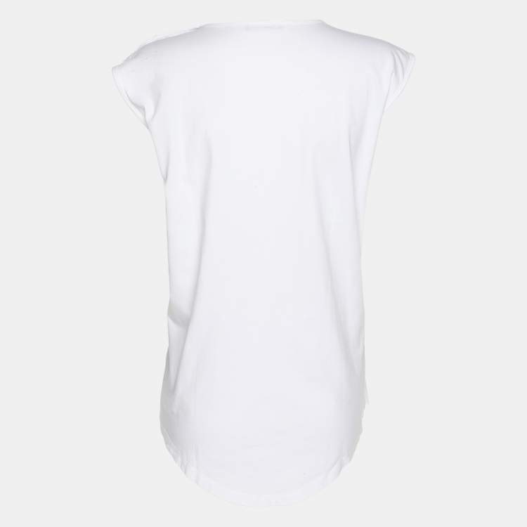 Pre Owned Balmain White Logo Printed Cotton Knit Sleeveless Tank Top L