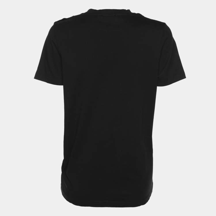 Pre Owned Balmain Black Jersey Logo Print T-Shirt S