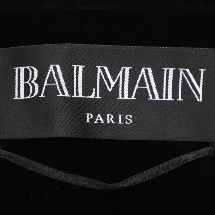 Pre Owned Balmain Black Velvet Wool Waist Belt Jacket M