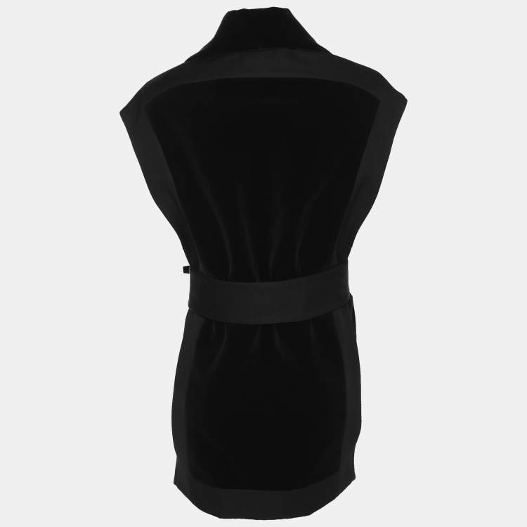 Pre Owned Balmain Black Velvet Wool Waist Belt Jacket M