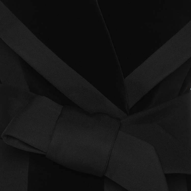 Pre Owned Balmain Black Velvet Wool Waist Belt Jacket M