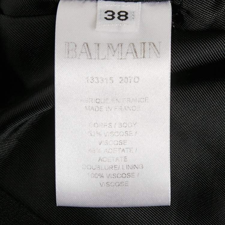 Pre Owned Balmain Black Crepe Double Breasted Mini Dress M