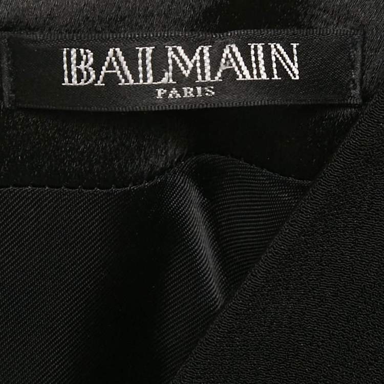 Pre Owned Balmain Black Crepe Double Breasted Mini Dress M