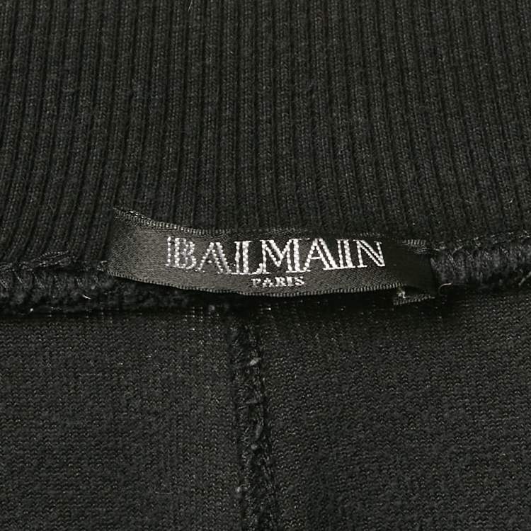 Pre Owned Balmain Black Velour Quilted Detail Pants S