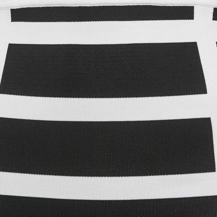 Pre Owned Balmain White/Black Intarsia Knit Zip-Up Pencil Midi Skirt S