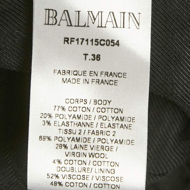 Pre Owned Balmain White/Black Striped Logo Cotton Tweed Trim Blazer M