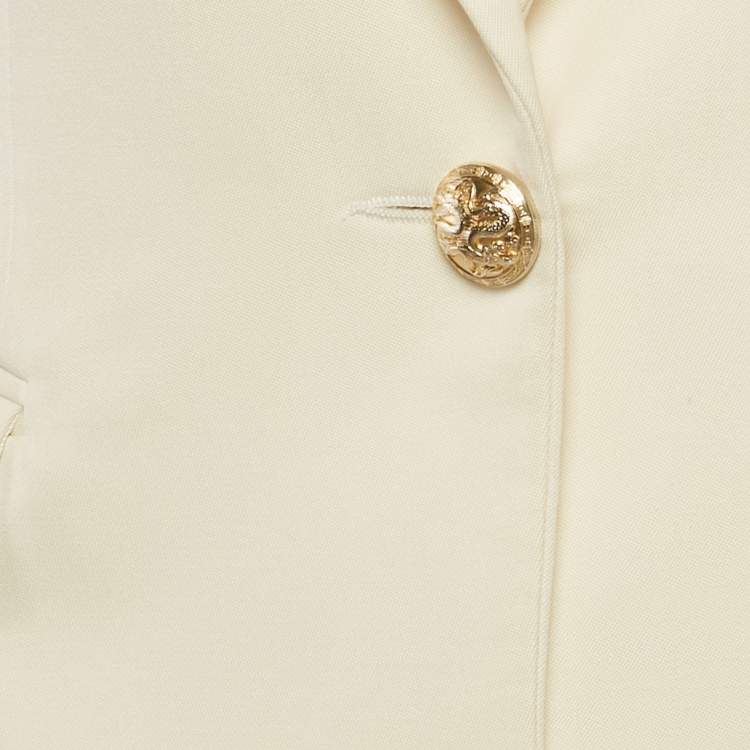 Pre Owned Balmain Cream Wool Tailored Blazer M