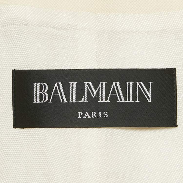 Pre Owned Balmain Cream Wool Tailored Blazer M