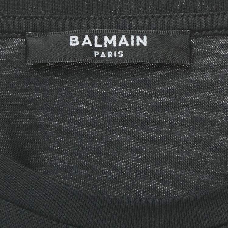 Pre Owned Balmain Black Logo Print Jersey T-Shirt M