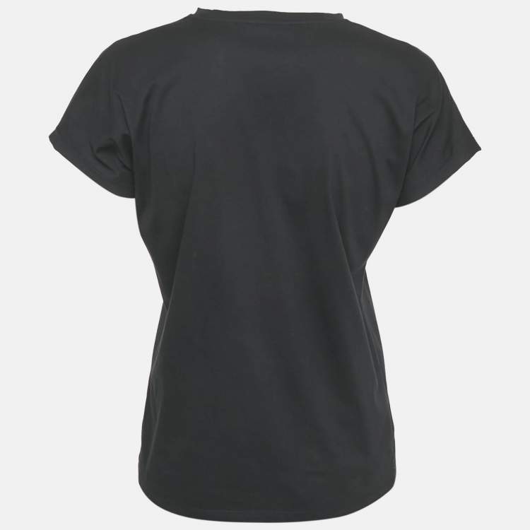Pre Owned Balmain Black Logo Print Jersey T-Shirt M