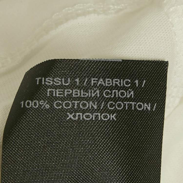 Pre Owned Balmain White Logo Print Cotton Button Detail T-Shirt XS