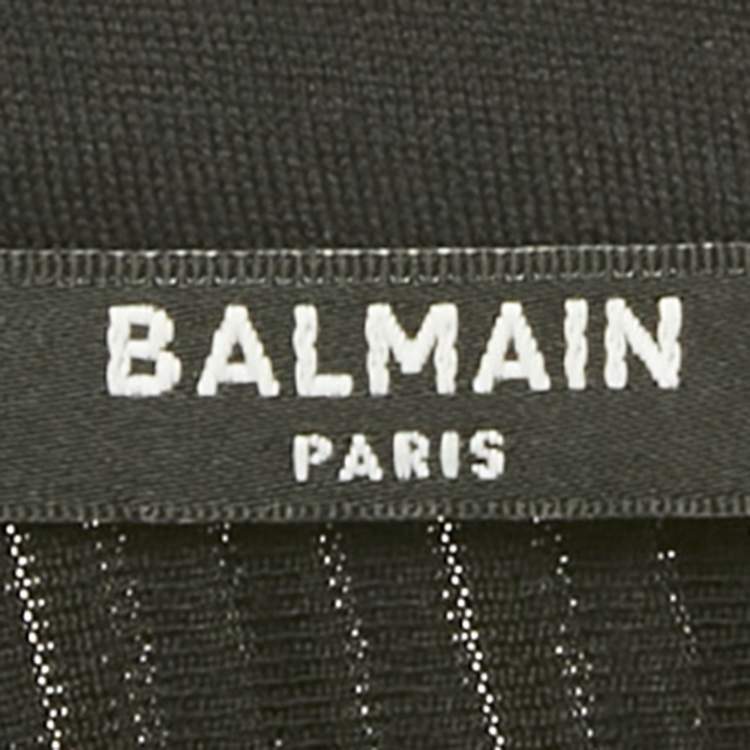 Pre Owned Balmain Black Velvet Rib Knit Pullover S