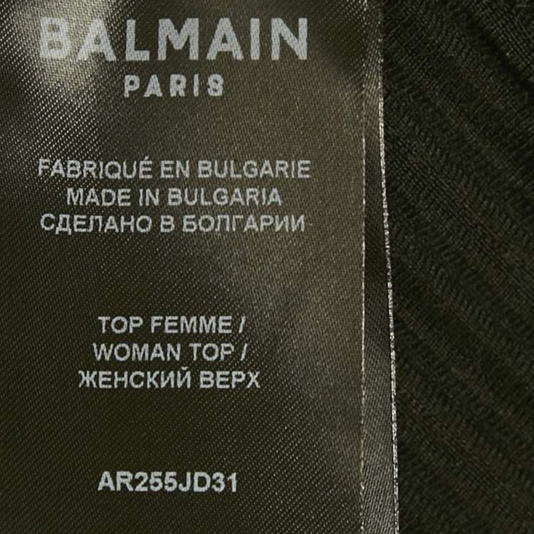 Pre Owned Balmain Black Velvet Rib Knit Pullover S
