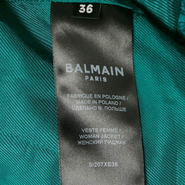 Pre Owned Balmain Blue Tweed Double Breasted Jacket S