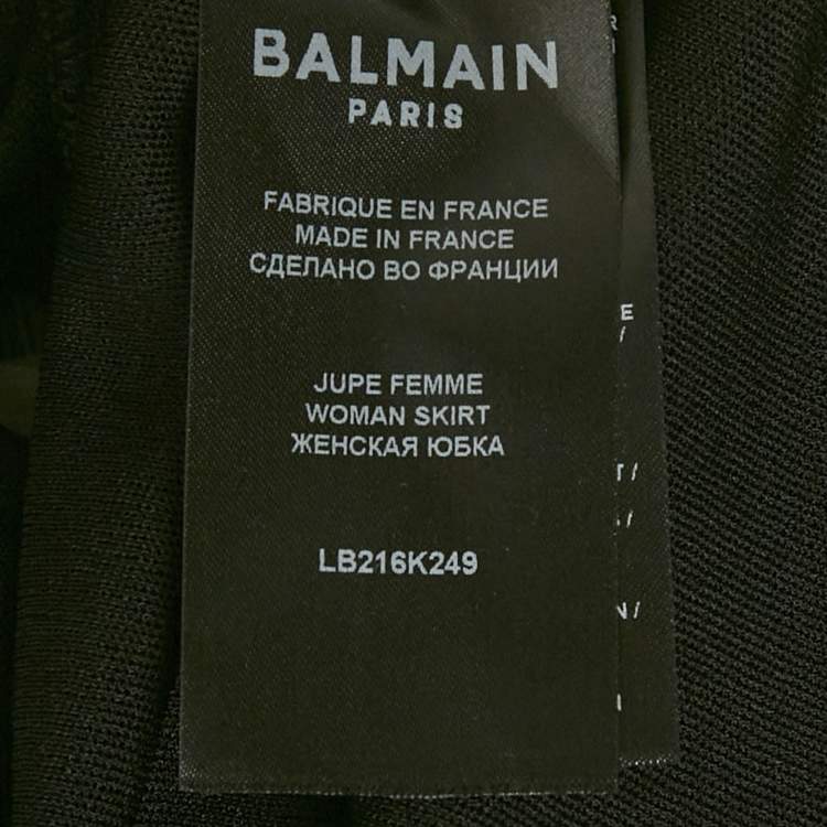 Pre Owned Balmain Black Monogram Mesh Pleated Mini Skirt S